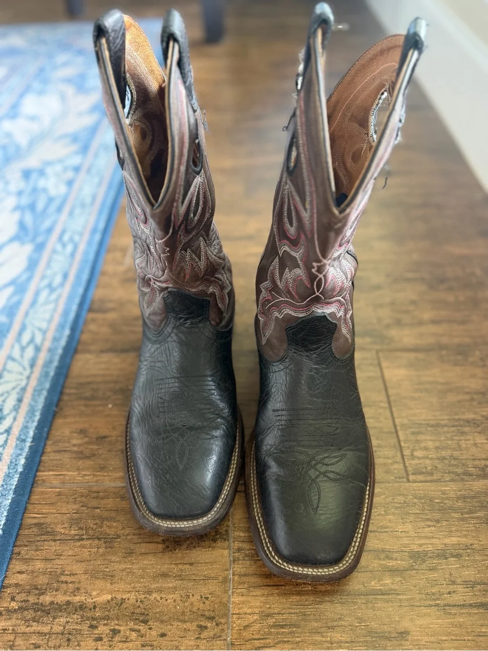 Boulet Mens Cowboy Boots Size 9 1/2 brown and black